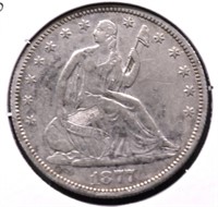 1877 S SEATED HALF DOLLAR XF