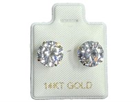 CZ DIAMOND STUD EARRINGS IN 14KT GOLD