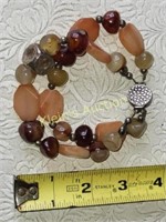 Designer Sterling Carnelian & Agate Bracelet