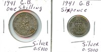 1941 Great Britain One Shilling (Silver) & 1941