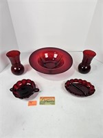 Anchor Hocking Ruby Red Glass Lot