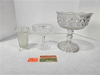 Imperial Glass Vase, Cut Glass Candy Dishes