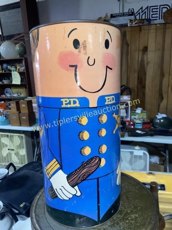 Vintage police officer trash can