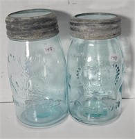 2 MIDGET PINT CROWN FRUIT JARS