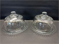 2 France Arcoroc Glass servers w domes