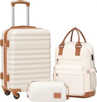 Coolife Luggage Set 3pc TSA Lock (White)