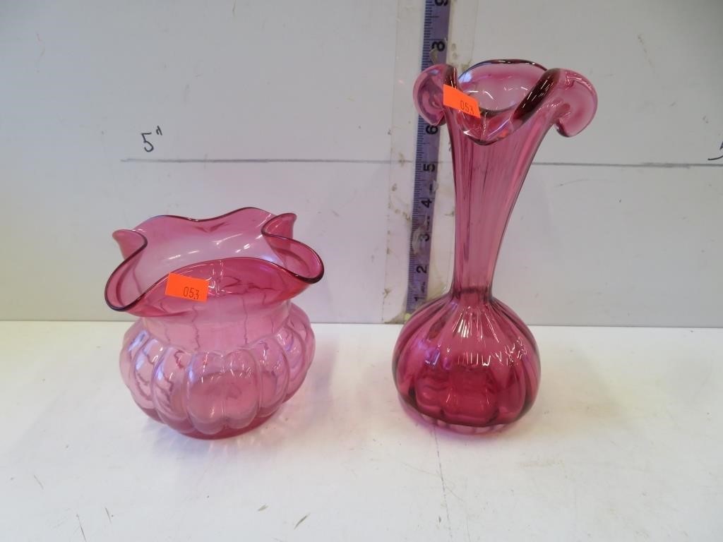 2 - Cranberry vases