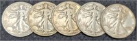 (5) W. Liberty Half Dollar: 1935, 39, 2-41, 43
