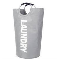 90L Laundry Basket  Waterproof  Collapsible  Gray
