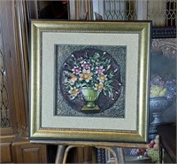 Framed Artwork with Vase in Relief