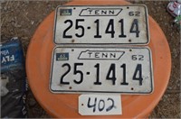 Pair of 1962 Tennessee Tags