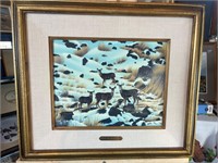 Signed Don Hummel deer in lava beds painting