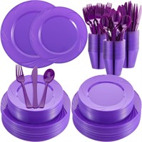 300 Pcs Party/Wedding Plastic Plates Set (Purple)