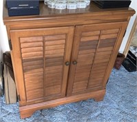 1960-70's Maple 2 Door Shutter Look Console