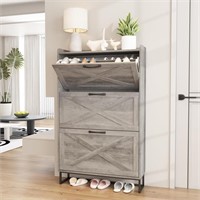 Maupvit Shoe Storage Cabinet with 3 Flip Drawers