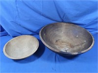 2 Vintage Wood Butter Bowls-small marked Munising,