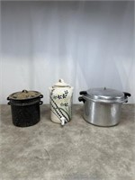 Ceramic Water Jug, Stock Pot, and Pressure Cooker