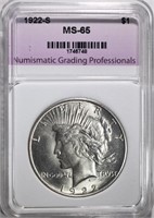 1922-S PEACE DOLLAR, NGP GEM BU