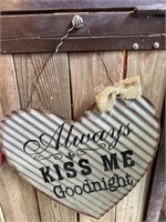 kiss me goodnight heart wall hanging