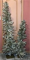 Two Gold Lighted Christmas Accent Trees