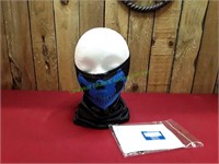 Gaiter Face Covering Black & Blue Skull Design