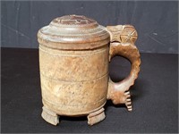 Antique handmade Norwegian birch tankard