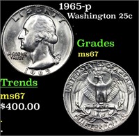 1965-p Washington Quarter 25c Grades GEM++ Unc