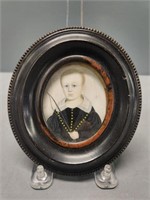 Miniature Portrait Young Boy & Riding Crop