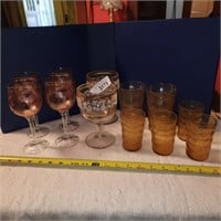 Vintage Etched Glass  Wine, Goblet, Water & Juice