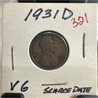 1931-D WHEAT PENNY CENT SCARCE DATE