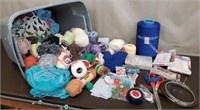 Lot of Yarn, Fabric Remnants, Embroidery Supplies