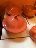 Two Orange Tagines & 1 Orange Pot