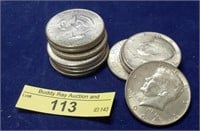 12 Kennedy Half Dollars 90% Silver