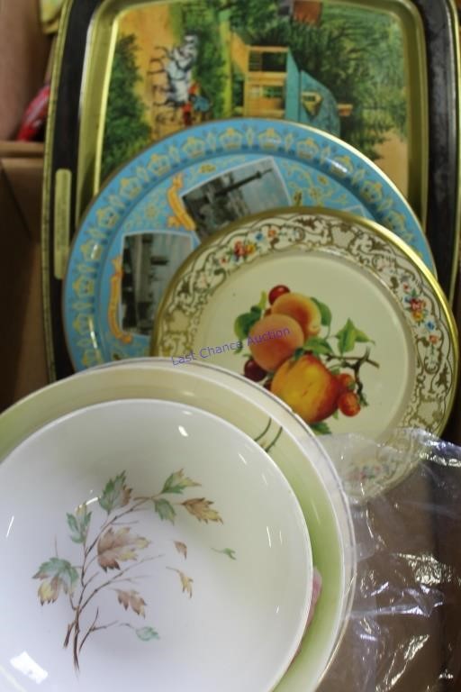 Lot of Vintage Misc China and Metal Trays