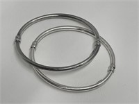 2x 925 Silver Bangle Bracelets with Safety Clasp