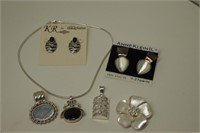 Cosmetic Necklace With 4 Pendants & 2 Earring Sets