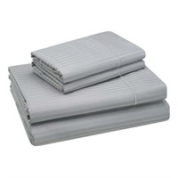 Queen  Hotel Style 4pc 600TC Gray Stripe Egyptian