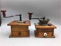 Lot of 2 early coffee grinders