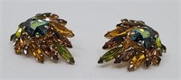 Sherman, Vintage Orange Rhinestone Earrings