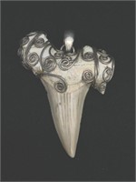 Vintage Sliver Embedded Shark Tooth Pendent