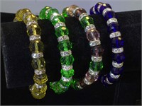 4- crystal/glass stretch bracelets by Kalifano