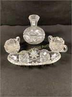 Cut Crystal Vase, Sugar & Creamer Dishes & More