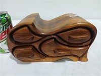 Handmade wooden free form box, 4 drawers wide