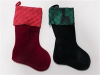 2 velour and satin stockings (red & green)