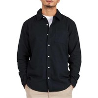 Frank And Oak Men's LG Long Sleeve Shirt, Black