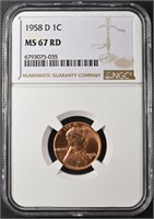 1958-D LINCOLN CENT NGC MS67 RD