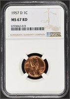 1957-D LINCOLN CENT NGC MS67 RD