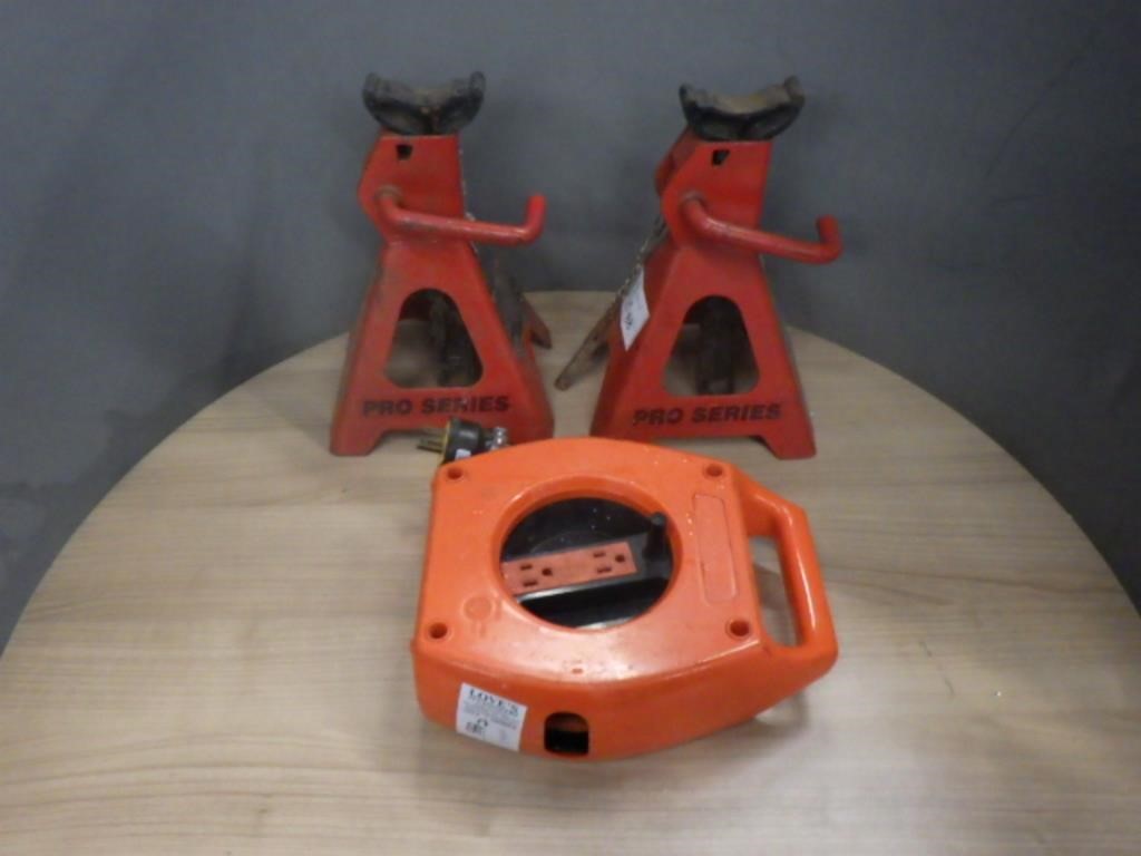 2 BIG RED CAR JACKS (2 TONS EACH), EXTENSION CORD