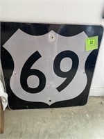 Iowa Highway 69 road sign, 24 x 24”