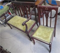 Inlaid Settee & Chair
